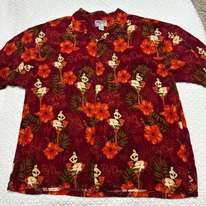 Big Dogs Hawaiian Shirt Girl in Martini Glass Hula Men’s Size 3X